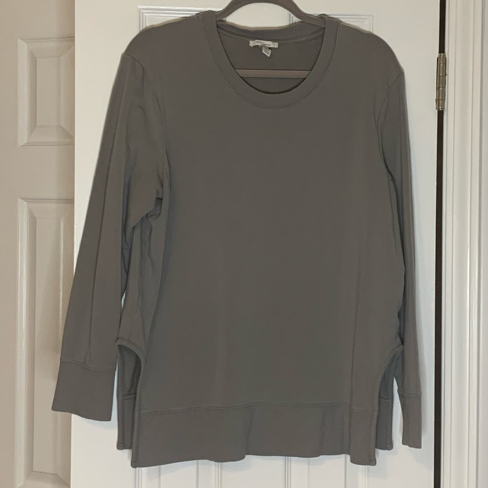 Daily Ritual Women's Terry Cotton and Modal Pullover with Side Cutouts/High Slit